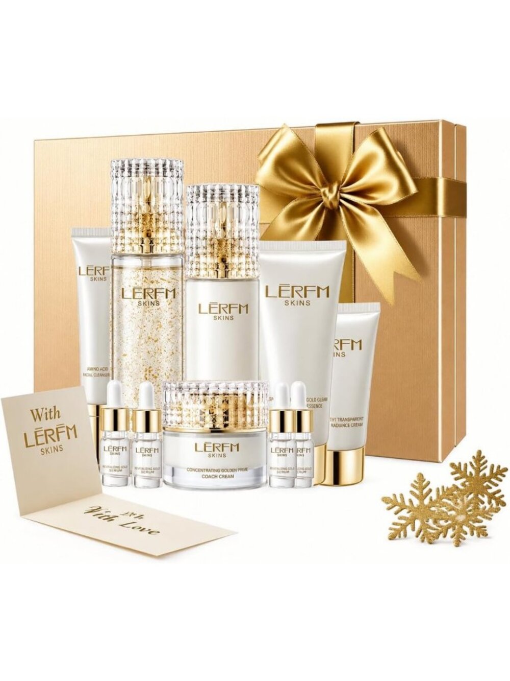 10-Piece Anti-Aging Skincare Set - Hydrating Collagen Face Kit, Toner, Serum